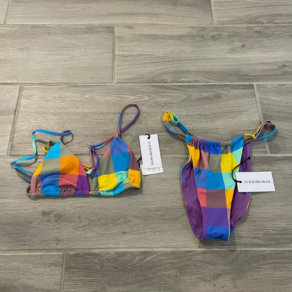 Weworewhat We Wore What Gingham Bikini Top Bottom Set Swimsuit Small